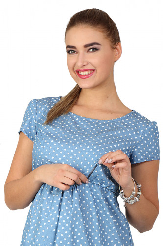 Платье для беременных и кормящих ЮЛА МАМА Celena (размер M, голубой в сердечки)
