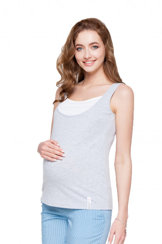 Майка для беременных и кормящих ЮЛА МАМА Tilla (размер L, серый)