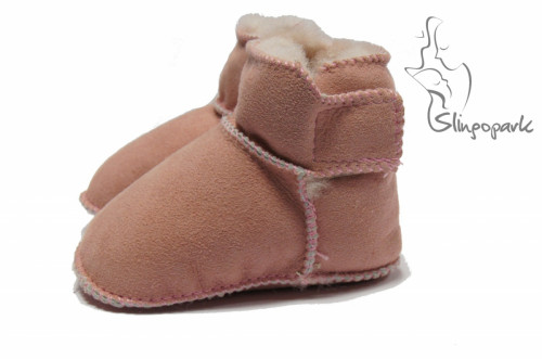 Детские ботинки на овчине HOPPEDIZ (размер 18-19, розовый)