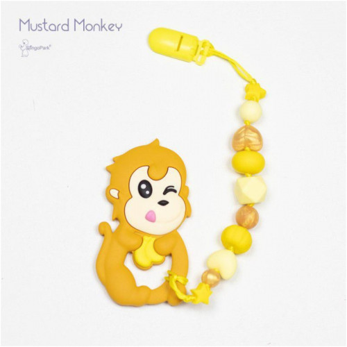 Силиконовый грызунок с держателем BABY MILK TEETH Musturd Monkey