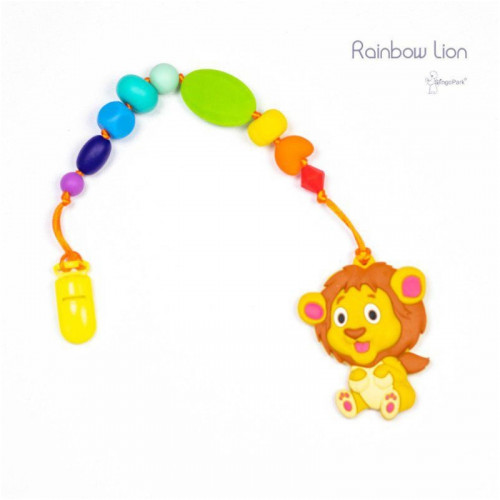Силиконовый грызунок с держателем BABY MILK TEETH Rainbow Lione