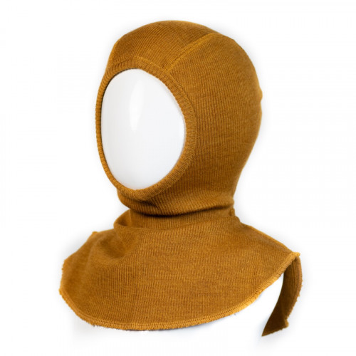 Термошапка-шлем из шерсти мериноса MAM ManyMonths (размер 80-104/110, горчичная)