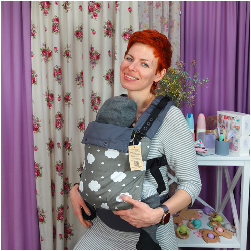 Слинг-рюкзак TOPA-TOP Toddler Grey with Clouds