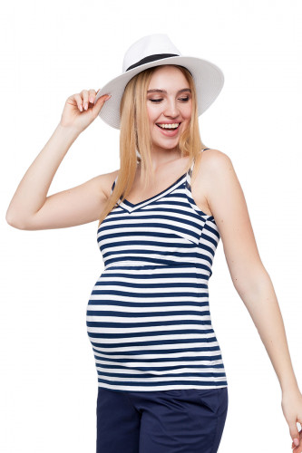 Майка для беременных и кормящих ЮЛА МАМА May (размер M, белый в полоску)