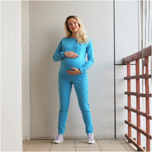 Спортивный костюм для беременных и кормящих мам HIGH HEELS MOM (размер М/L, голубой)