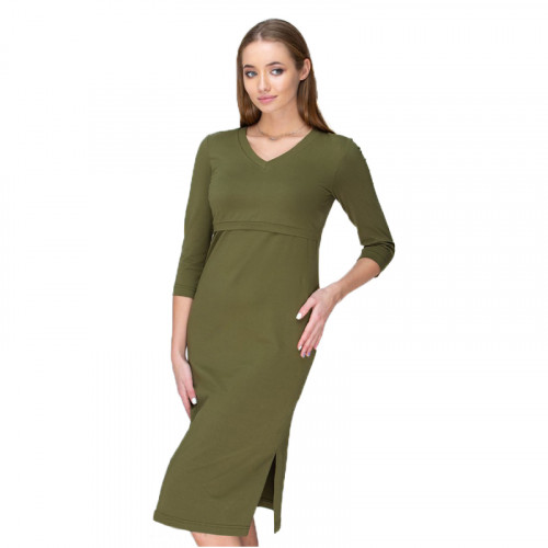 Платье для беременных и кормящих ЮЛА МАМА Pam (размер S, оливковый)