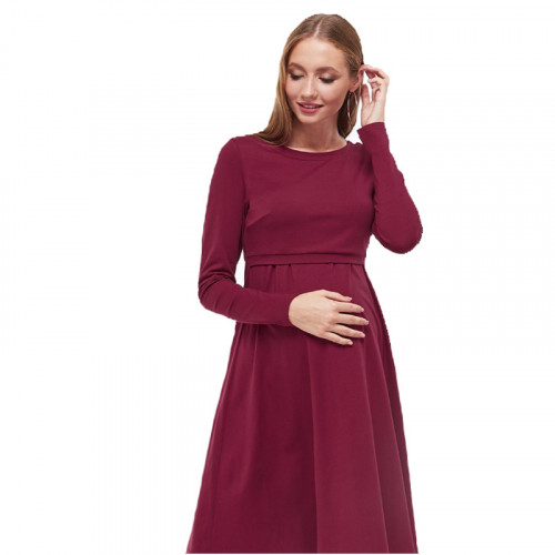 Платье для беременных и кормящих ЮЛА МАМА Olivia (размер XL, бордовый)