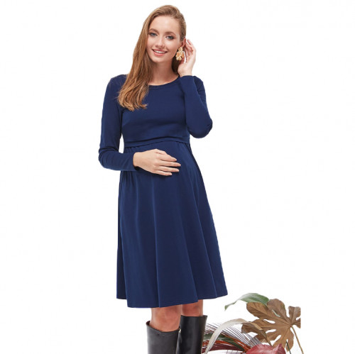 Платье для беременных и кормящих ЮЛА МАМА Olivia (размер XL, синий)