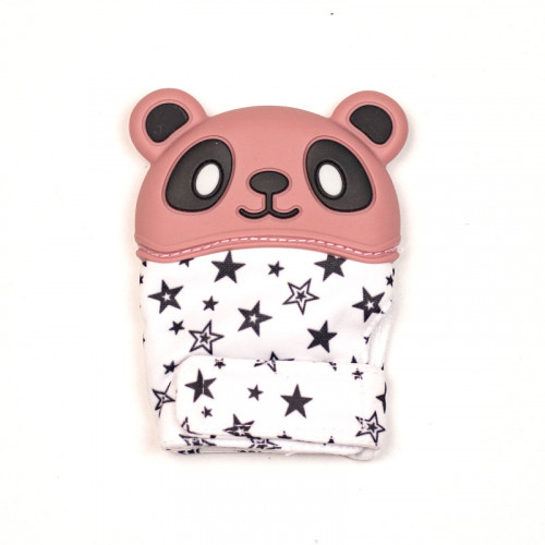 Варежка-грызунок SLINGOPARK «Панда» (розовый со звёздами)