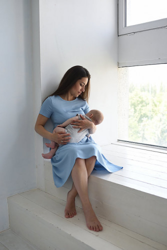 Платье для беременных и кормящих мам HIGH HEELS MOM «Ассоль» (размер M, голубой)