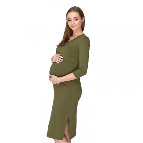 Платье для беременных и кормящих ЮЛА МАМА Pam (размер M, оливковый)