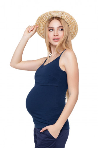 Майка для беременных и кормящих ЮЛА МАМА May (размер M, тёмно-синий)