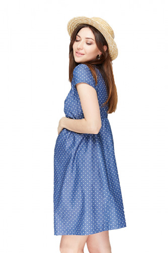 Платье для беременных и кормящих ЮЛА МАМА Celena (размер S, синий в сердечки)