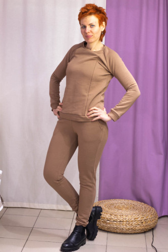 Спортивный утеплённый костюм для беременных и кормящих мам HIGH HEELS MOM (размер М, бежевый)