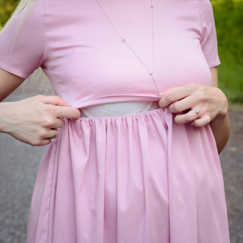 Платье с завышенной талией для беременных и кормящих мам HIGH HEELS MOM (розовый, размер S/M)