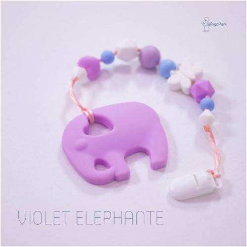 Силиконовый грызунок с держателем BABY MILK TEETH Violet Elephante