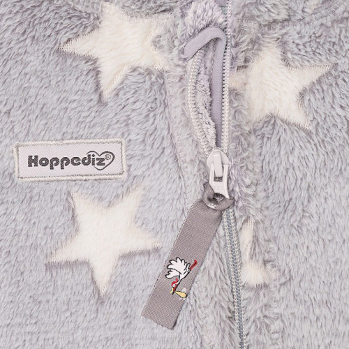 Слингокомбинезон флисовый HOPPEDIZ (размер 68-74, серый с кремовыми звёздами)